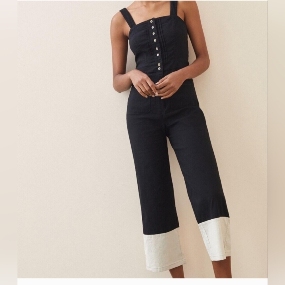 Maeve anthropologie the Collette romper jumpsuit 2 black white